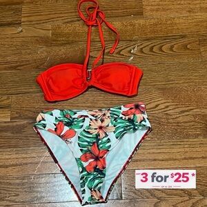 Red tropical Bikini size small
